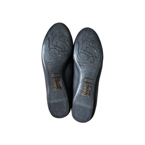Ted Baker Sually Black Bow Pebble Leather Ballet Flats EU 40 US 10 Slip On - Picture 8 of 10